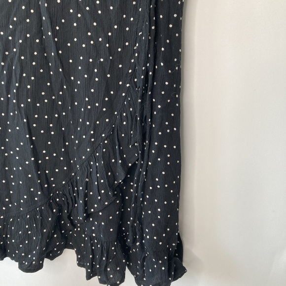 AEO Women's Black Poker Dot Pattern Wrap Mini Dress Size XS - Picture 8 of 13